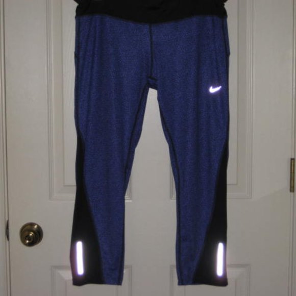 Nike Pants - Nike Excellent Sz XL Leggings Crop Running Dri Fit Purple Blue Activewear